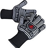 # 1 Grill Handschuhe hitzebeständig bis 932 °F - PREMIUM Grill & Ofen hitzebeständig Handschuhe - Set von 2 Küche Handschuhe isoliert durch Aramid mit 100% Baumwolle ...
