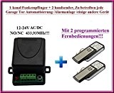 1-kanal Universal Funkempfänger + 2 handsender, Zu betreiben jede Garage Tor Automatisierung / Alarmanlage / einige andere Geräte 12-24V DC, ...