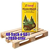 1 Palette FOREST Rindenmulch 48 Sack mit je 60 Liter = 2880 Liter Mulch mit 0 - 40 mm Körnung