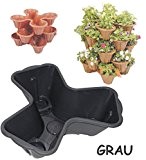 1 Stück _ Blumentopf - GRAU - für 3 Pflanzen - STAPELBAR - Blumenkübel / Pflanzkübel / aus hochwertigen Kunststoff ...