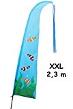 1 Stück _ XXL - 2,3 m - Windfahne / Balifahne - " Fische - Clownfisch - blau " - ...