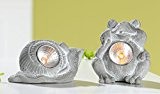 1 x LED-Solar Frosch o. Schnecke Zement antik-grau, Gartendeko, Garten, Tiere, Figuren, Geschenk (Schnecke)