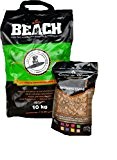 10 Kg Beach Kokos Grill Briketts von BlackSellig + 360 gr. Smokerchips in 8 verschiedenen Aromen -perfekte Profiqualität