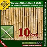 10 Stück Bambusstäbe für Rankgerüste oder Rankhilfen von GREEN24. D10-12mm 106 cm lang
