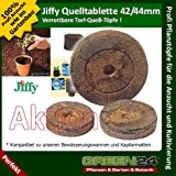 100 St. Jiffy® von GREEN24 Original Quell-Tabletten Torf-Quelltöpfe 44mm Aussaaterde Anzuchterde Torftablette mit Anleitung