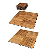 10er Pack Holzfliese "Ambiente" Akazie Holz Terrasssenfliesen Balkonfliese Holzfliesen Klickfliese