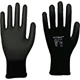 12 Paar Montagehandschuh Nylon NITRAS 6215 schwarz PU Handschuhe Gr. S (6)