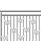 12tlg. Balkon-Dekoration Set - Balkonverkleidung - Garten Deko - Balkon-Deko mit Modellauswahl (Schmetterling Weiß)