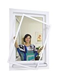 1PLUS Insektenschutz Alu Spannrahmen System premium für Fenster, in verschiedenen Größen und Farben verfügbar - ohne Bohren montierbar (80 x ...