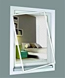 1PLUS Standard Insektenschutz Fliegengitter Aluminium Spannrahmensystem für Fenster, individuell kürzbar, ohne Bohren, 120 x 150 cm, weiß