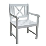 2 Armsessel Malmö aus Akazien-Holz weiß lackiert Gartenstühle Holzstühle