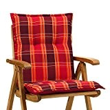 2 Sessel Auflagen 8 cm dick 103 cm lang in rot kariert Miami 90509-300 (ohne Stuhl)