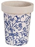 2 Stück Esschert Design Blumentopf, Blumengefäß in blau-weiß aus Keramik, rund, ca. 13 cm x 13 cm x 16 cm