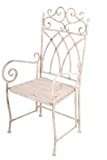 2 Stück Esschert Design Gartenstuhl im Antik-Design mit Armlehnen und Holzsitzfläche, ca. 55 cm x 53 cm x 110 cm