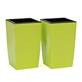 2 Stück je 10 Liter Blumentopf Pflanzbehälter inkl. Einsatz Coubi Serie viereckig limettengrün grün Kunststoff