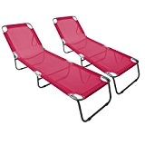2 Stück Klappliege mit verstellbarer Rückenlehne 198x58cm komfortable Textilenbespannung in Pink Campingliege Sonnenliege Gartenliege / 1B-Ware