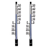 2 Stück Set Garten - Aussen Thermometer . Gartenthermometer Deutsche Herstellung Quecksilberfrei , Analog , Kunststoff , Farbe schwarz