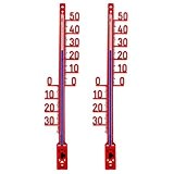 2 Stück Set Garten - Aussen Thermometer . Gartenthermometer Deutsche Herstellung Quecksilberfrei , Analog , Kunststoff , Farbe rot