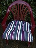 2 Stück SUN GARDEN Sitzkissen extra dicke Sitzauflage MAIRA für Gartenmöbel ca.49x48x10cm Farbe: Anthrazit/Weiß/Grau/Lila gestreift