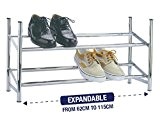 2 Tier Extendable Stackable Shoe Rack Organiser Storage Metal Chrome Plated by Knight