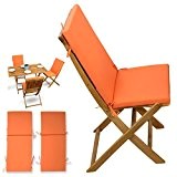 2-tlg Auflagen Set # orange # für Holzmöbel Gartenmöbel Sets Gartenstuhl Klappstuhl # 2x Sitz Auflagen mit Rückenteil