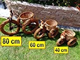 2 x Dreirad Trike-Rad 80 + 60 cm XXL, Korbgeflecht, WETTERFEST**, witzige Gartendeko 100% NATUR, ideal als Pflanzkasten, Blumenkasten, Pflanzhilfe, ...