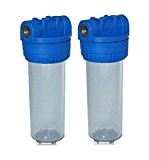 2 x Filtergehäuse 10 Zoll mit 1" Wasseranschluß / Innengewinde als Wasser Vorfilter Gehäuse für Wasserfilter Anlage, Hauswasserwerk Brunnenwasser Pool ...