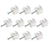 2016 10 X 35mm Porcelain Ceramic Kitchen Cupboard Door Handle Knobs with Screws White by Rayinblue