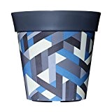 22cm Blau & Grau Retro Design Blumentopf Pflanzkübel aus Plastik 5L by Hum