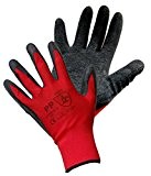 24 Paar Natürliche Gummi Latex Grip Falten Palm atmungsaktiv Stoff Arbeit Handschuhe rot und schwarz alle Größen