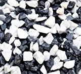25 KG Zierkies Marmorkies gebrochen Marmor Splitt Mix Carrara weiss + Nero schwarz Körnung 8-16 mm