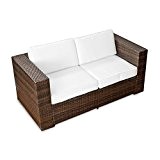 (2er) Polyrattan Lounge Möbel Sofa braun - Gartenmöbel (2er) Polyrattan Lounge Sofa, (2er) Polyrattan Lounge Couch, Polyrattan Bank - durch ...