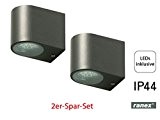 2er Set Ranex LED-Außenwandleuchte Bastia anthrazit, Aluminium downlight-Bündelung, IP44, 5000.322-2