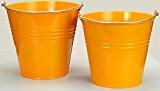 2er Set Zinkeimer mit Henkel 12L und 10L Wassereimer, Blumenkübel, Blecheimer Pflanzgefäß farbig rot, gelb, orange, grün und blank, Farbe:Orange