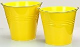 2er Set Zinkeimer mit Henkel 12L und 10L Wassereimer, Blumenkübel, Blecheimer Pflanzgefäß farbig rot, gelb, orange, grün und blank, Farbe:Gelb