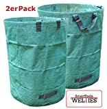2erPack XXL Laubsäcke 270L PROFIQUALITÄT mit verstärkten Griffnähten stabil reißfest zum transportieren oder kompostieren von Gartenabfällen