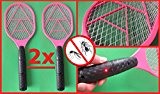 2x Fliegenklatsche elektrisch Insektenfänger Insektenvernichter Insektenfalle Fliegenschläger - 3 Parallel-Gitternetze - NEU