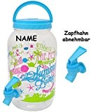 3,5 Liter - großer Getränkespender - " Summer Love - blau ! " - incl. Name - mit Zapfhahn & ...
