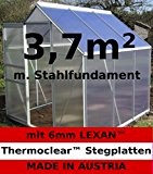 3,7m² ALU Aluminium Gewächshaus Glashaus Tomatenhaus, 6mm Hohlkammerstegplatten - (Platten MADE IN AUSTRIA/EU) inkl. Stahlfundament und 1 Fenster von AS-S