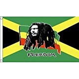3 ft x 2 ft (90 x 60 cm) Bob Marley Freedom Jamaica Jamaika Reggae Rasta 100% Polyester Material Flagge Banner Ideal für Pub ...