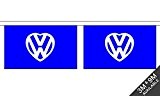 3 Meter 10 (22,9 x 15,2 cm) Flagge VW Love Volkswagen Blau Auto 100% Polyester Material Wimpelkette ideal Party Dekoration für Street House Kneipen ...