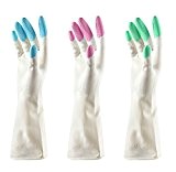 3 Paar Waschhandschuhe Wasserdichte Küche Handschuhe Haushalt Gummi Handschuhe für Wäsche Reinigung, groß
