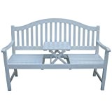3-Sitzer Gartenbank PHUKET mit Tisch Sitzbank Akazie Gartenmöbel Holz weiß lackiert