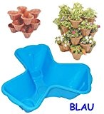 3 Stück _ Blumentöpfe - BLAU - für 3 Pflanzen - STAPELBAR - Blumenkübel / Pflanzkübel / aus hochwertigen Kunststoff ...
