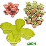3 Stück _ Blumentöpfe - GRÜN - für 4 Pflanzen - STAPELBAR - Blumenkübel / aus hochwertigen Kunststoff - z.B: ...