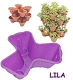 3 Stück _ Blumentöpfe - LILA - für 3 Pflanzen - STAPELBAR - Blumenkübel / Pflanzkübel / aus hochwertigen Kunststoff ...