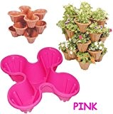 3 Stück _ Blumentöpfe - PINK - für 4 Pflanzen - STAPELBAR - Blumenkübel / aus hochwertigen Kunststoff - z.B: ...