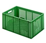 3 Stück Grüne Kiste 60 x 40 x 26 cm Plastikbox Kunststoff Plastik Aufbewahrungskiste Obst Gemüse Kunststoffbehälter