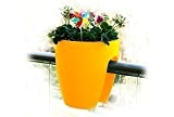 3 STÜCK ZUM PREIS VON 2 STÜCK--GRENNBO Planter --Blumenkasten aus Kunstoff-Balkonkasten Balkonpflanzkasten Balkon-Verschiedene Farben zur Auswahl (keine Halterung notwendig) (Gelb)