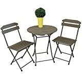 3-tlg. Balkonset Sitzgruppe LUGO Stahl pulverbeschichtet non-wood grau Gartenmöbel Tisch Stuhl klappbar